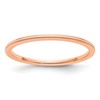 14K Rose Gold 1.2mm Milgrain Stackable Band Size 5