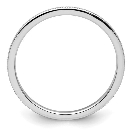 14K White Gold 1.2mm Milgrain Stackable Band Size 5