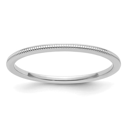 14K White Gold 1.2mm Milgrain Stackable Band Size 5