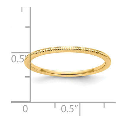 14K Yellow Gold 1.2mm Milgrain Stackable Band Size 7.5