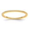 14K Yellow Gold 1.2mm Milgrain Stackable Band Size 6