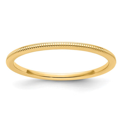 14K Yellow Gold 1.2mm Milgrain Stackable Band Size 4