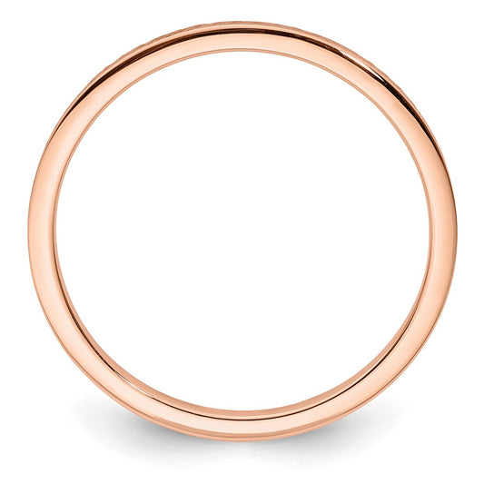 14K Rose Gold 1.2mm Criss-Cross Pattern Stackable Band Size 7.5