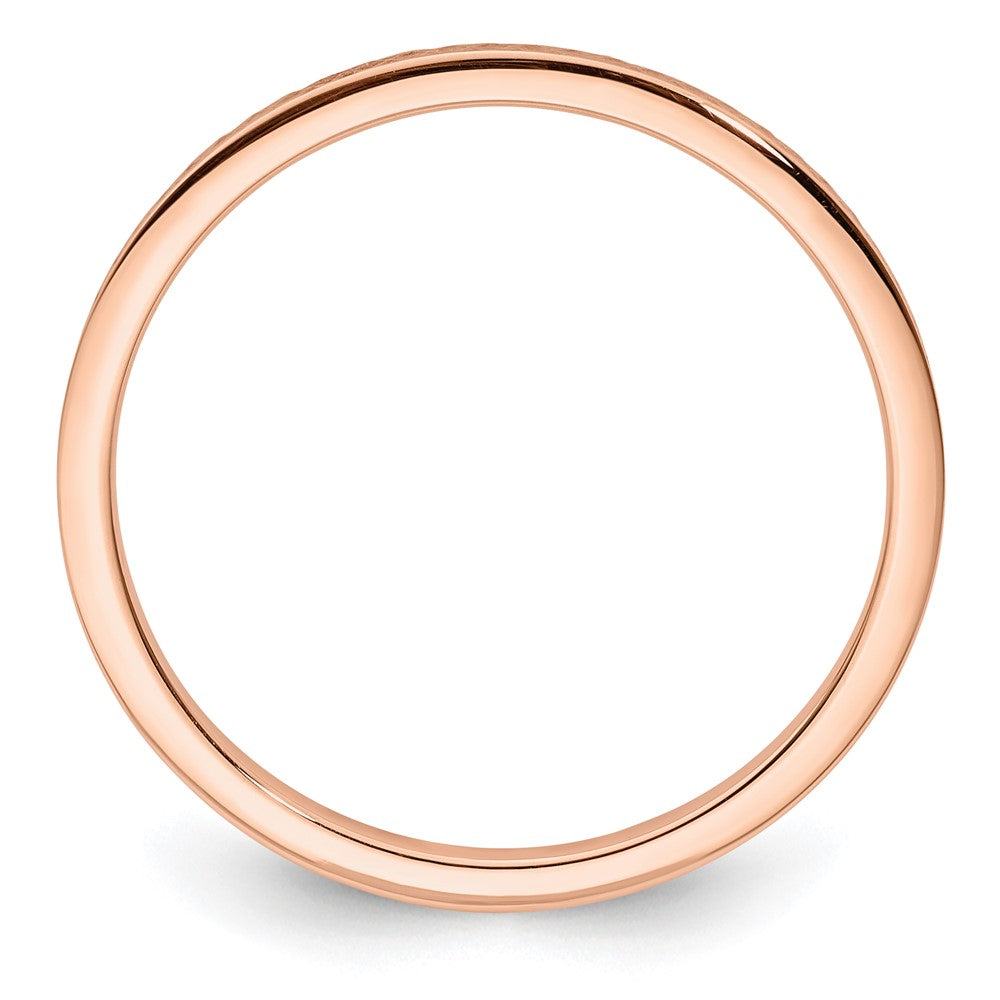 14K Rose Gold 1.2mm Criss-Cross Pattern Stackable Band Size 6