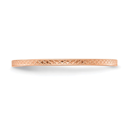 14K Rose Gold 1.2mm Criss-Cross Pattern Stackable Band Size 4.5