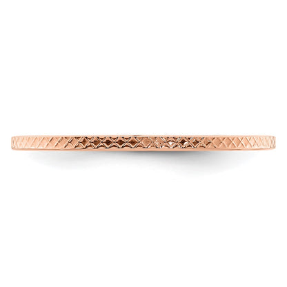 14K Rose Gold 1.2mm Criss-Cross Pattern Stackable Band Size 7