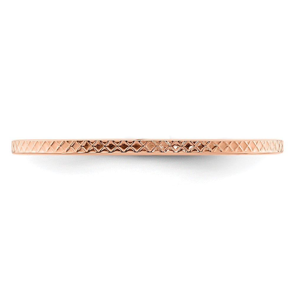 14K Rose Gold 1.2mm Criss-Cross Pattern Stackable Band Size 8