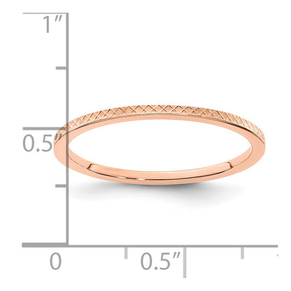 14K Rose Gold 1.2mm Criss-Cross Pattern Stackable Band Size 4.5