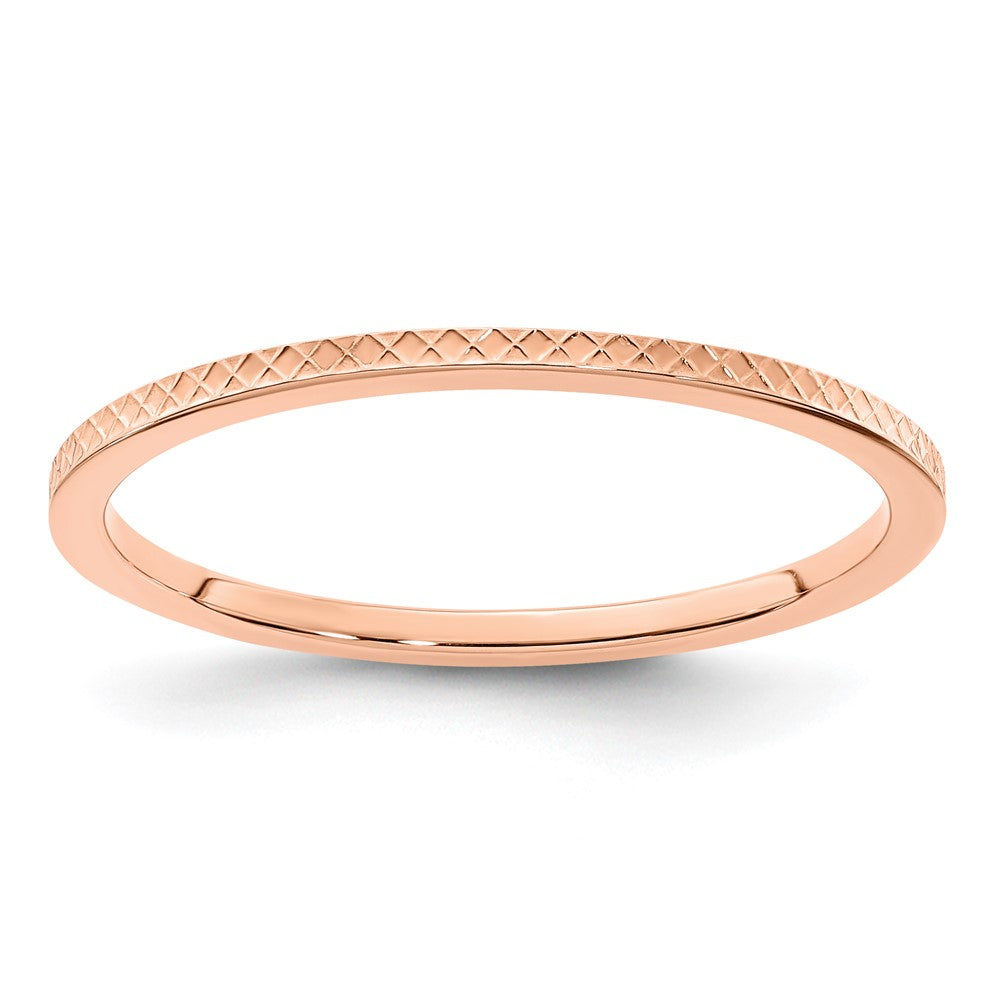 14K Rose Gold 1.2mm Criss-Cross Pattern Stackable Band Size 8.5