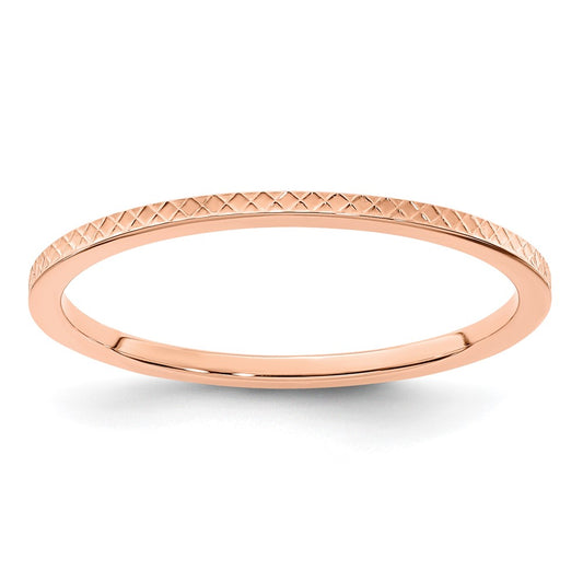 14K Rose Gold 1.2mm Criss-Cross Pattern Stackable Band Size 6
