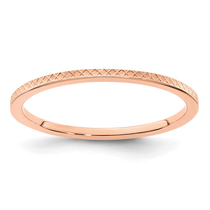 14K Rose Gold 1.2mm Criss-Cross Pattern Stackable Band Size 9.5