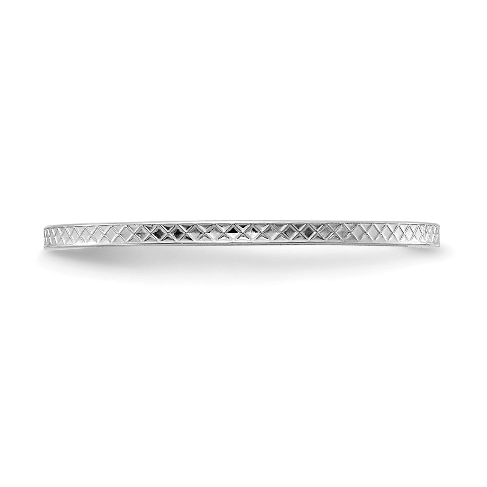 14K White Gold 1.2mm Criss-Cross Pattern Stackable Band Size 7