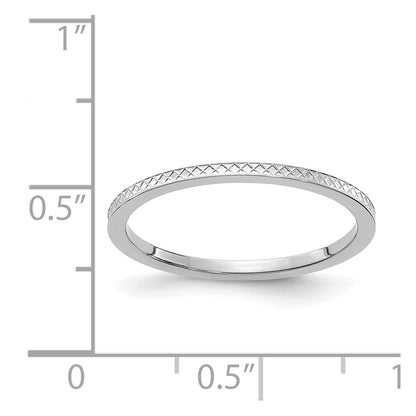 14K White Gold 1.2mm Criss-Cross Pattern Stackable Band Size 6