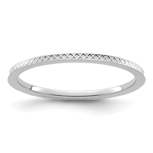 14K White Gold 1.2mm Criss-Cross Pattern Stackable Band Size 5.5