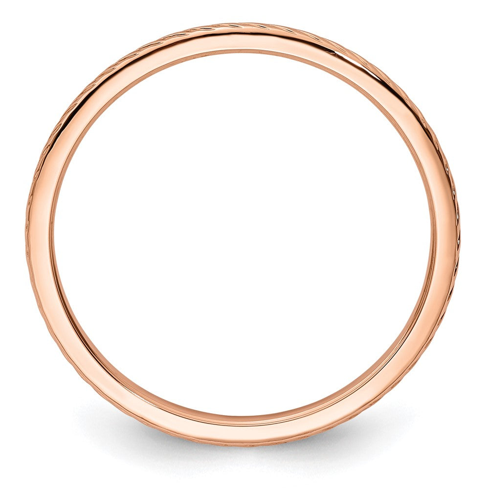 14K Rose Gold 1.2mm Twisted Wire Pattern Stackable Band Size 7