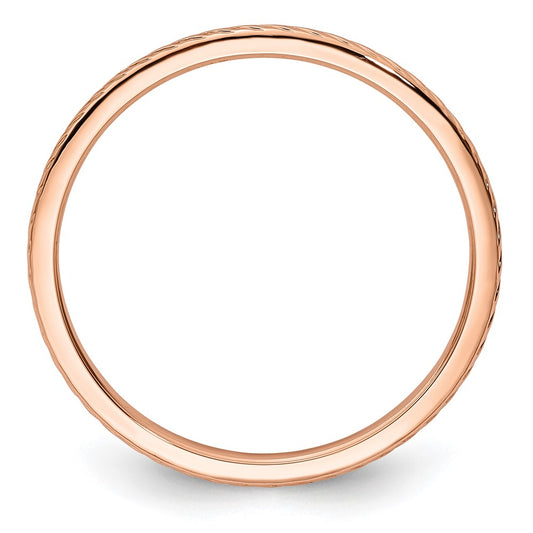 14K Rose Gold 1.2mm Twisted Wire Pattern Stackable Band Size 7