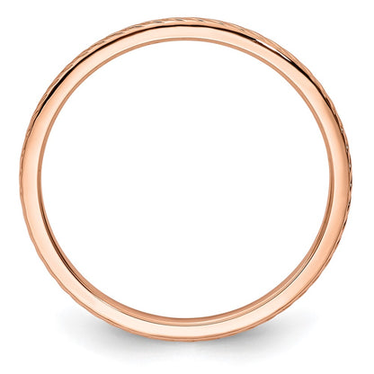 14K Rose Gold 1.2mm Twisted Wire Pattern Stackable Band Size 8.5