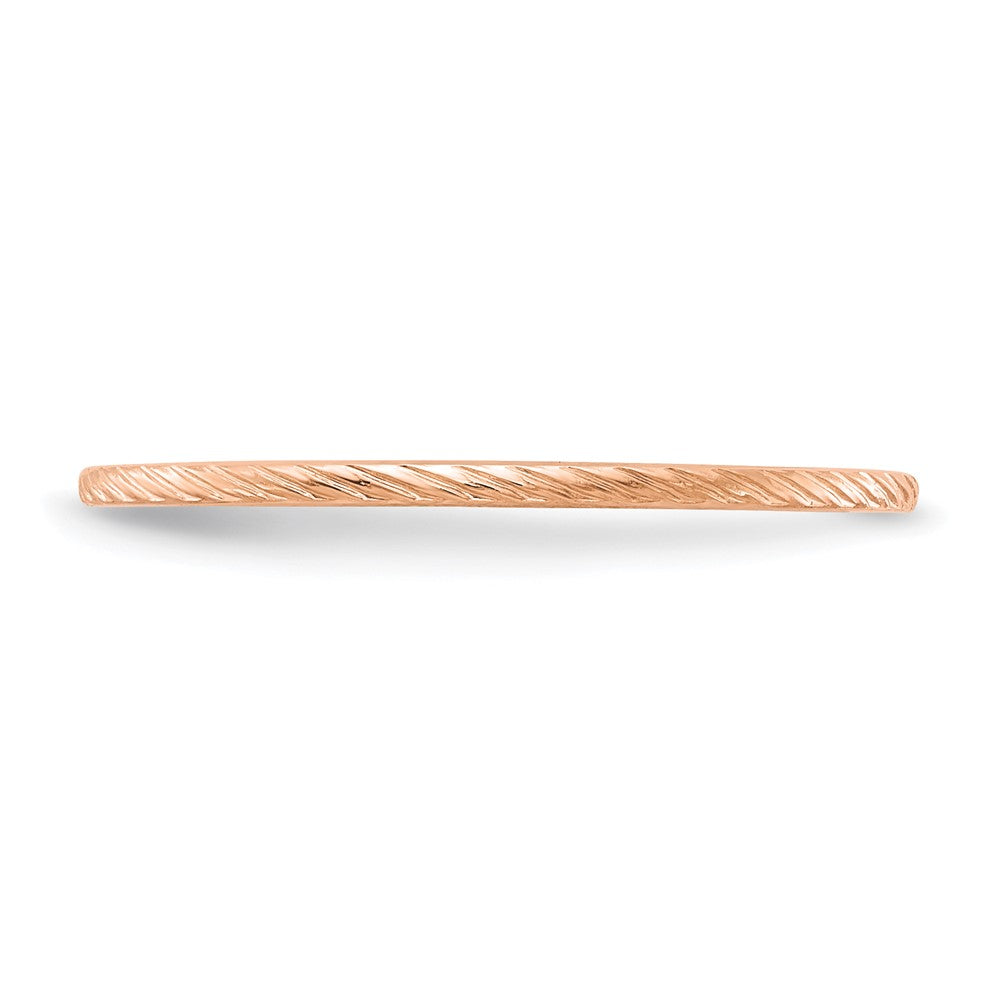 14K Rose Gold 1.2mm Twisted Wire Pattern Stackable Band Size 7
