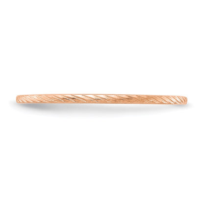 14K Rose Gold 1.2mm Twisted Wire Pattern Stackable Band Size 6