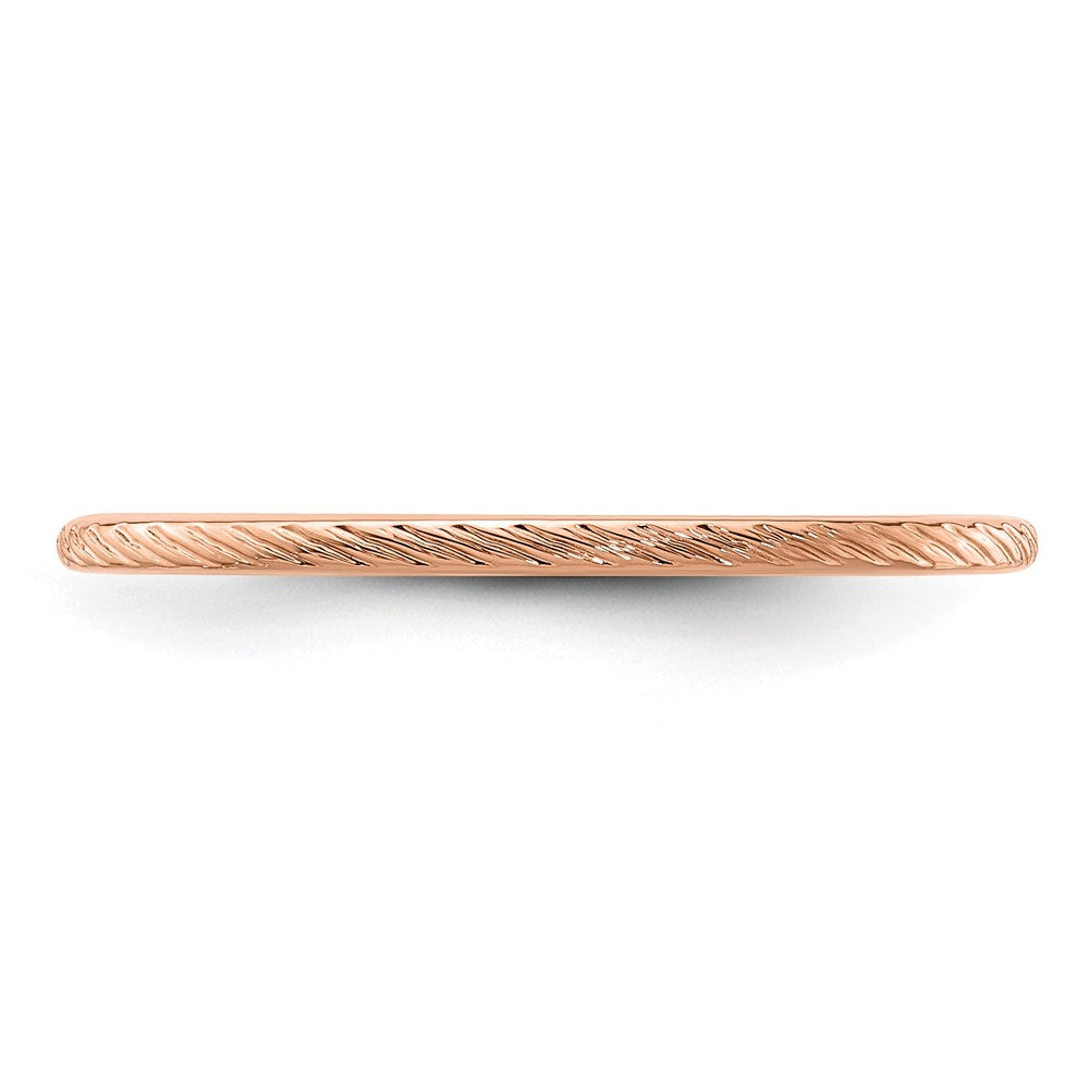 14K Rose Gold 1.2mm Twisted Wire Pattern Stackable Band Size 7