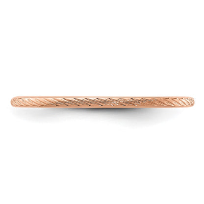 14K Rose Gold 1.2mm Twisted Wire Pattern Stackable Band Size 8
