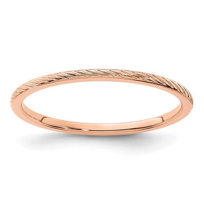 14K Rose Gold 1.2mm Twisted Wire Pattern Stackable Band Size 9.5