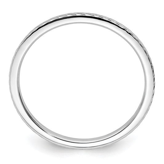 14K White Gold 1.2mm Twisted Wire Pattern Stackable Band Size 6