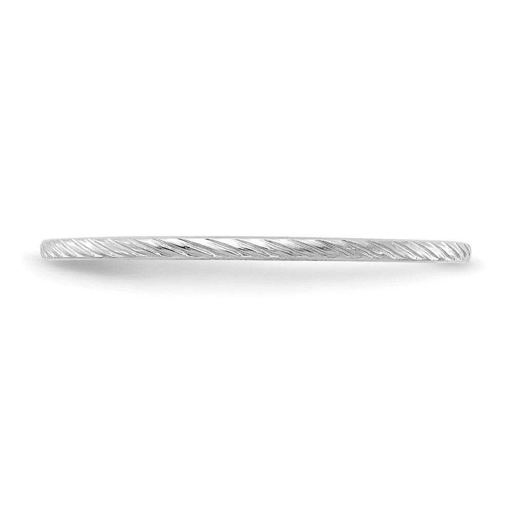 14K White Gold 1.2mm Twisted Wire Pattern Stackable Band Size 5