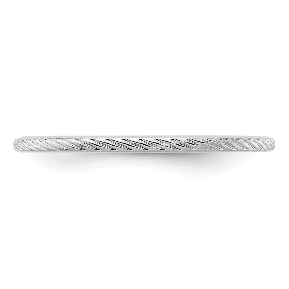 14K White Gold 1.2mm Twisted Wire Pattern Stackable Band Size 10