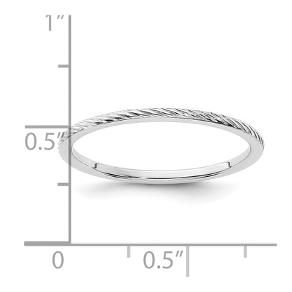 14K White Gold 1.2mm Twisted Wire Pattern Stackable Band Size 10