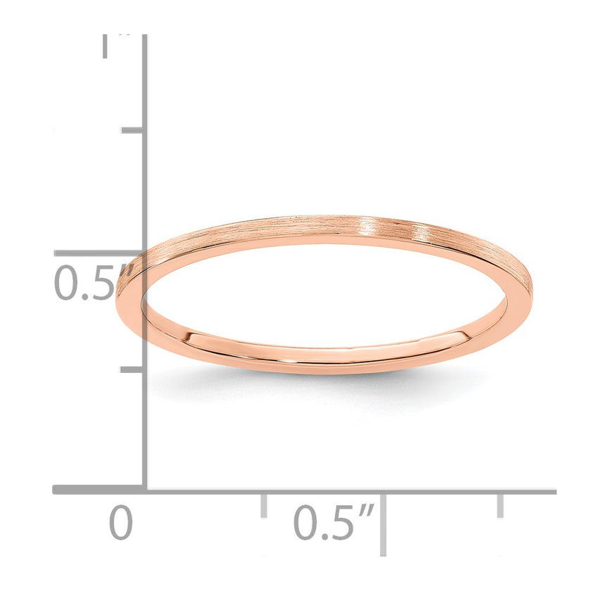 14K Rose Gold 1.2mm Flat Satin Stackable Band Size 6