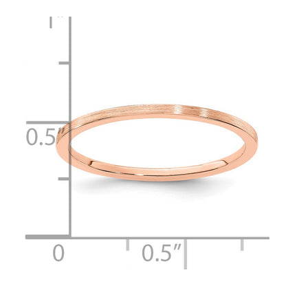 14K Rose Gold 1.2mm Flat Satin Stackable Band Size 8