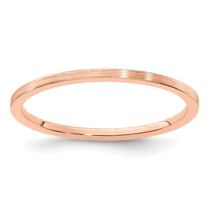 14K Rose Gold 1.2mm Flat Satin Stackable Band Size 5.5