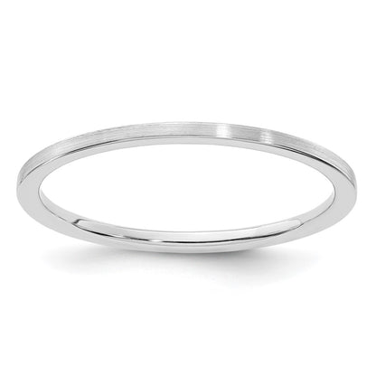 14K White Gold 1.2mm Flat Satin Stackable Band Size 8.5