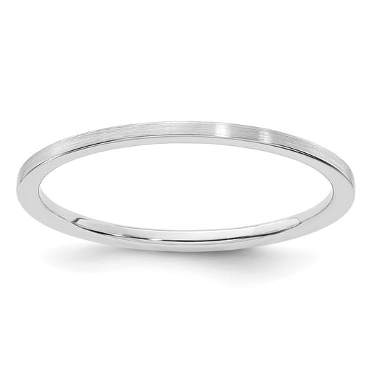 14K White Gold 1.2mm Flat Satin Stackable Band Size 8.5