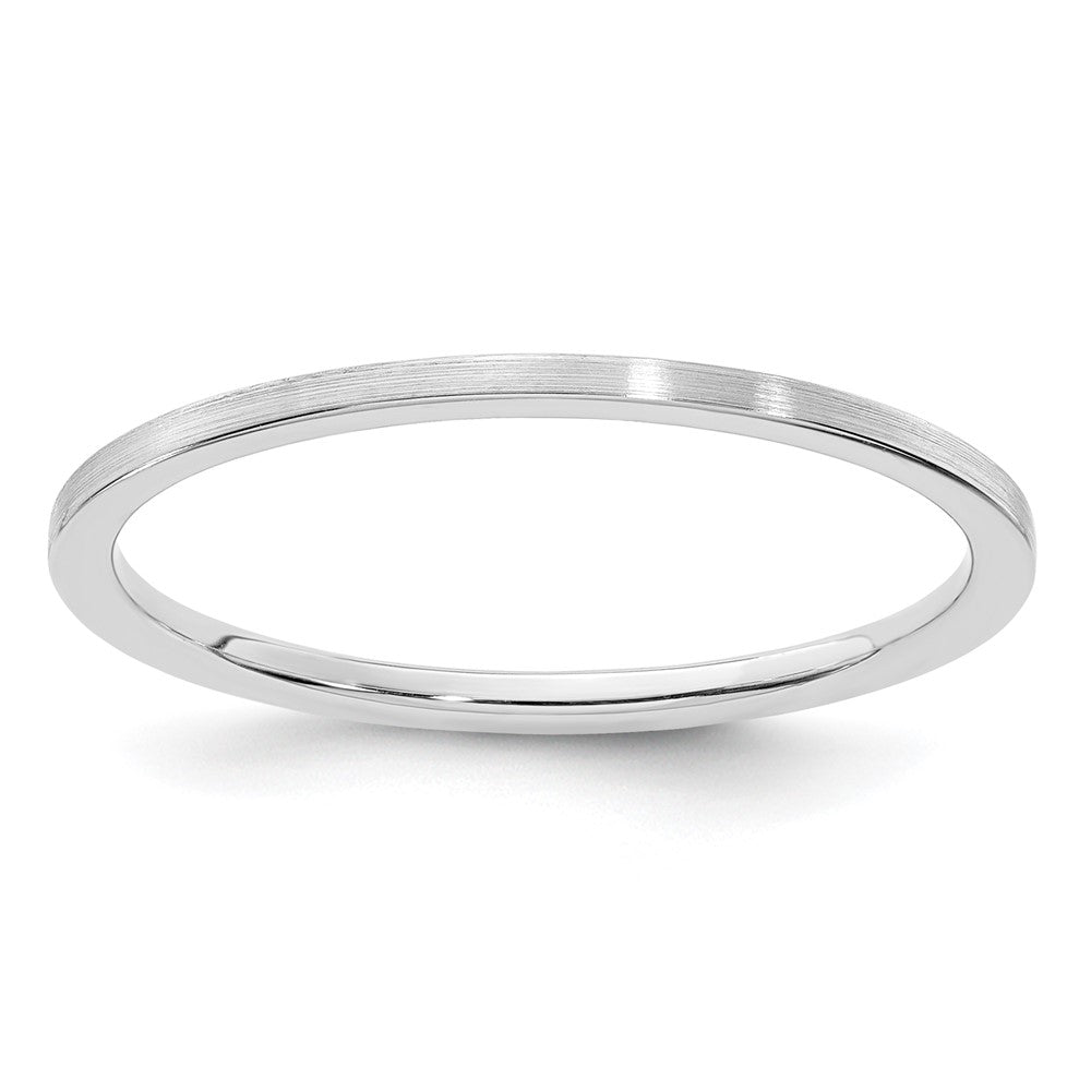 14K White Gold 1.2mm Flat Satin Stackable Band Size 9
