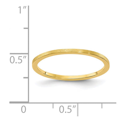 14K Yellow Gold 1.2mm Flat Satin Stackable Band Size 5