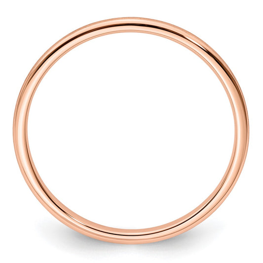 14K Rose Gold 1.2mm Half Round Satin Stackable Band Size 7