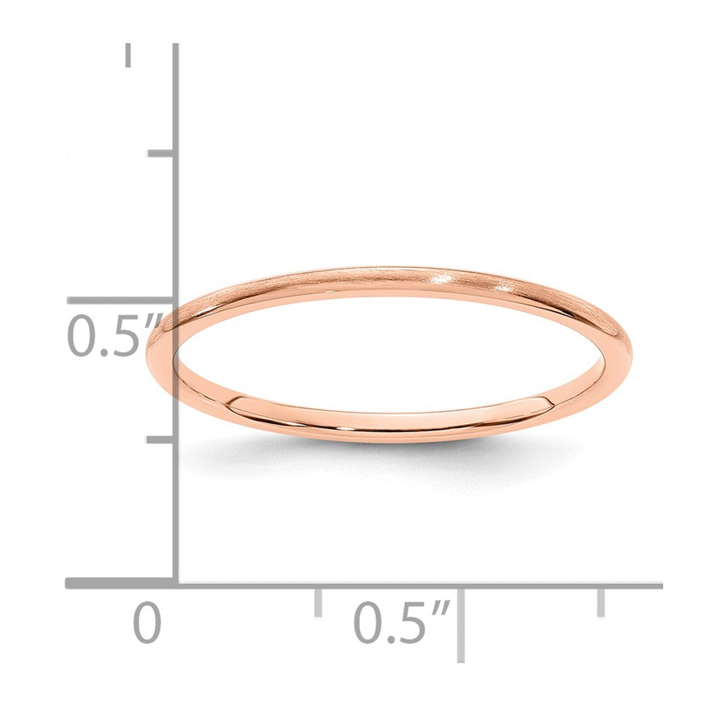 14K Rose Gold 1.2mm Half Round Satin Stackable Band Size 6