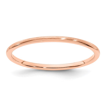 14K Rose Gold 1.2mm Half Round Satin Stackable Band Size 9