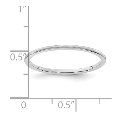 14K White Gold 1.2mm Half Round Satin Stackable Band Size 5