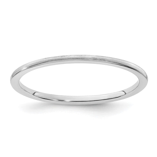 14K White Gold 1.2mm Half Round Satin Stackable Band Size 5.5