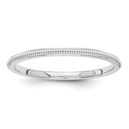 14k White Gold 1.5mm Milgrain Stackable Band Size 5.5