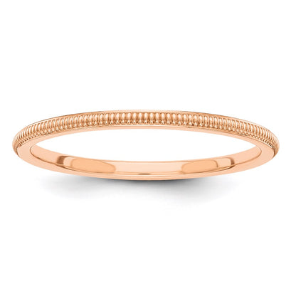 14k Rose Gold 1.5mm Milgrain Stackable Band Size 5.5