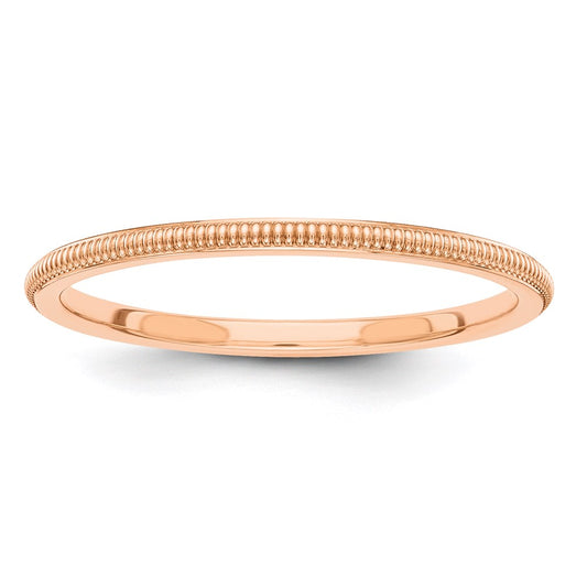 14k Rose Gold 1.5mm Milgrain Stackable Band Size 5.5