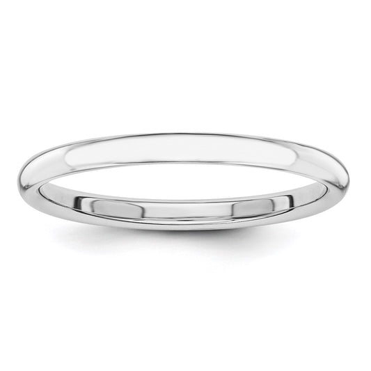 14k White Gold Polished 2mm Stackable Band Size 7.5