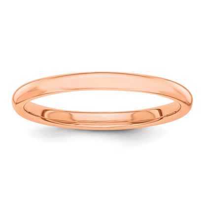 14k Rose Gold Polished 2mm Stackable Band Size 7.5