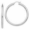 10k White Gold 4mm x 50mm Tube Hoop Earrings