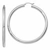 10k White Gold 4mm x 60mm Tube Hoop Earrings