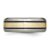 Chisel Titanium Antiqued and Brushed with 14k Gold Inlay 8mm Grooved Band